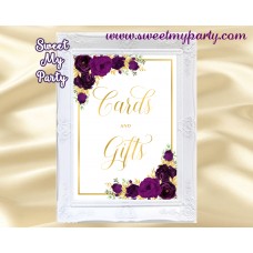 Eggplant Cards and gifts sign printable, Gold Cards and Gifts sign, (19w) Eggplant Cards and gifts sign printable, Gold Cards and Gifts sign, (19w)